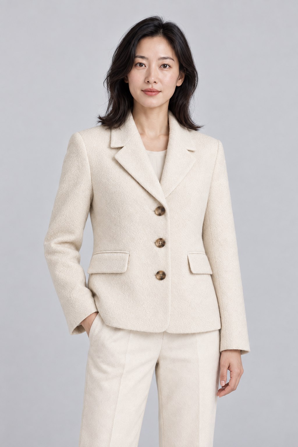 Approved mid shot of the same model and jacket